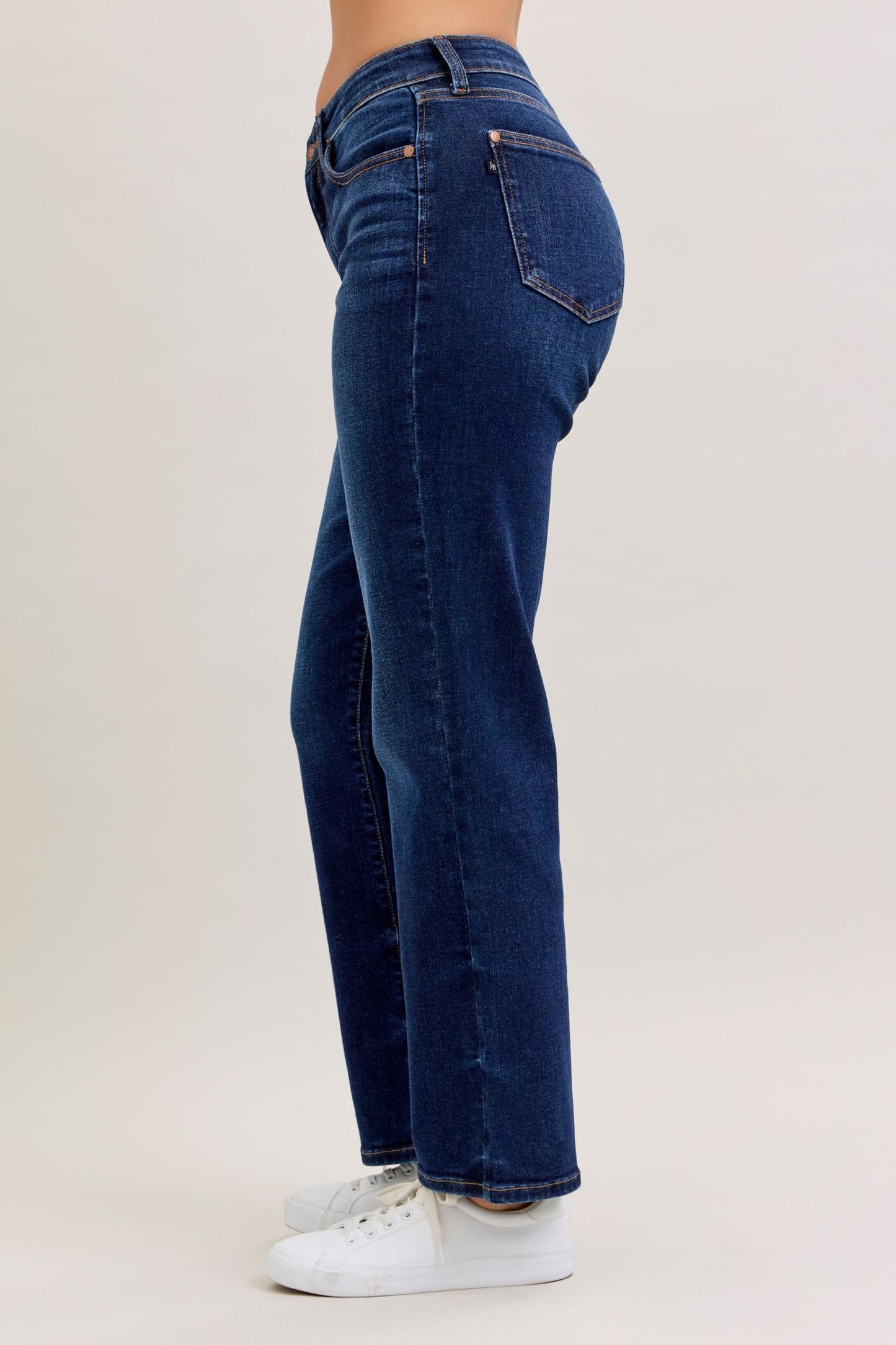 JUDY BLUE SHORT MID RISE STRAIGHT JEAN - DARK STONE