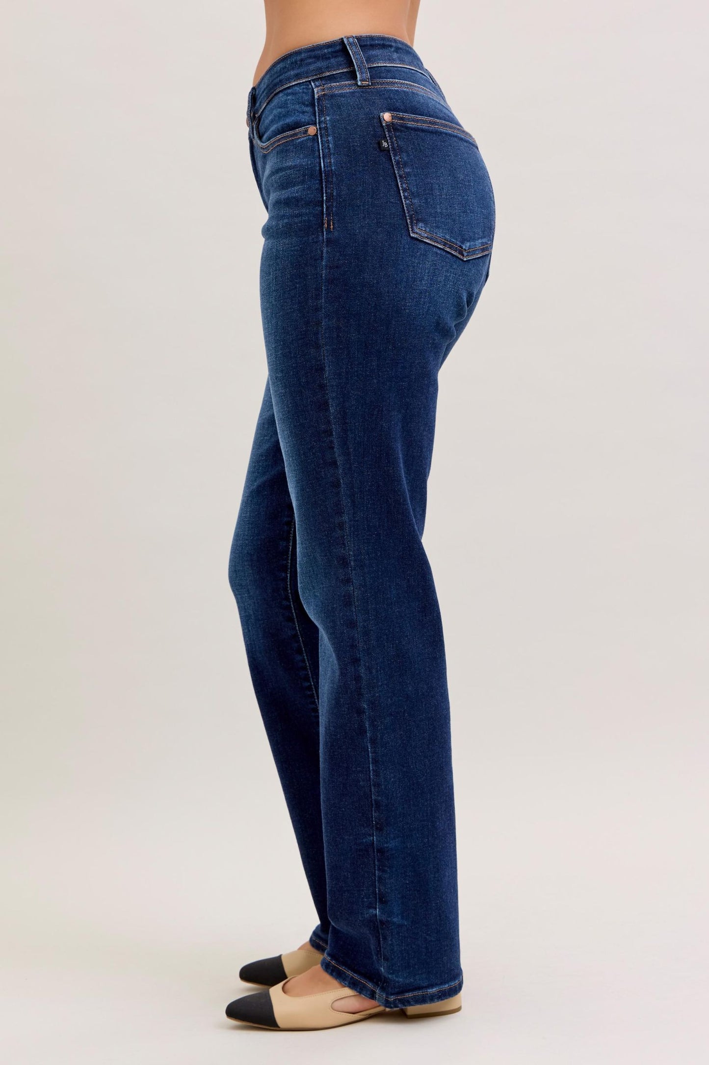 JUDY BLUE REGULAR MID RISE STRAIGHT JEAN - DARK STONE