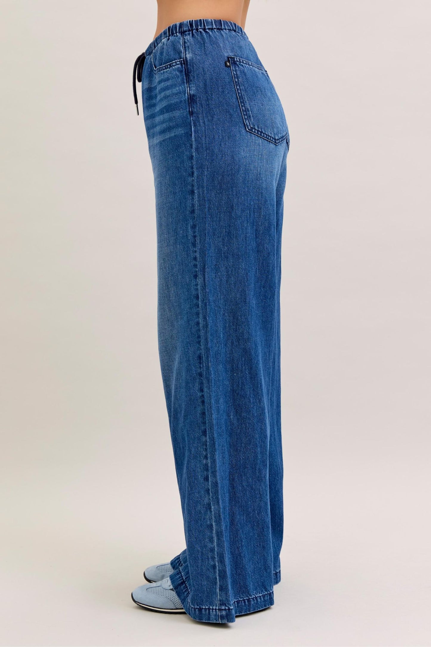 JUDY BLUE HIGH WAIST FEATHERWEIGHT PALAZZO FIT - DARK STONE
