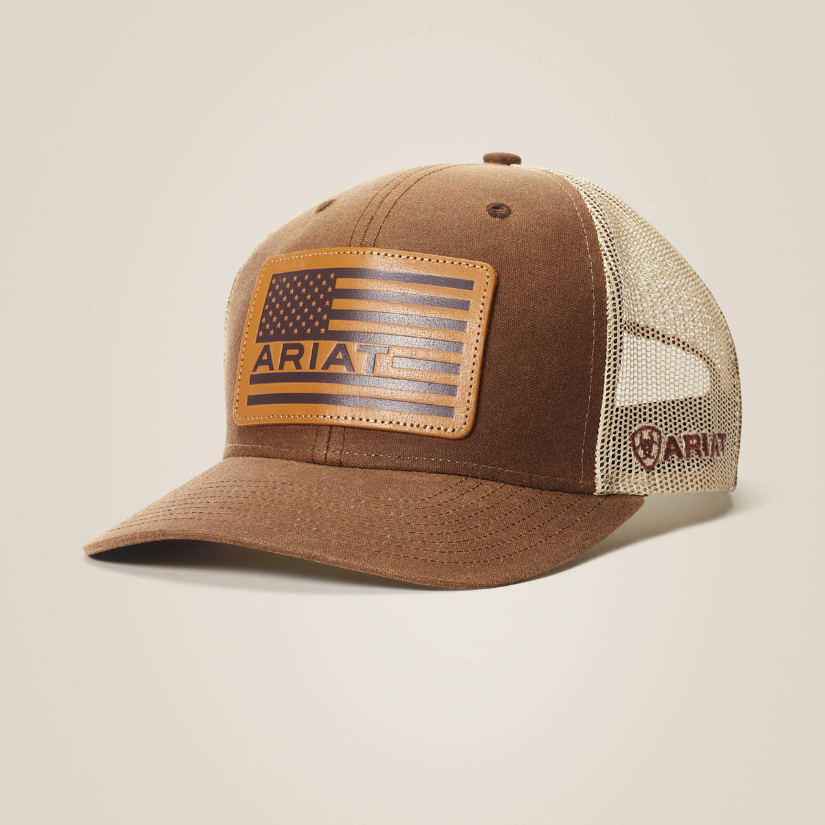 ARIAT MENS FLAG PATCH MESH SNAP BACK TRUCKER CAP