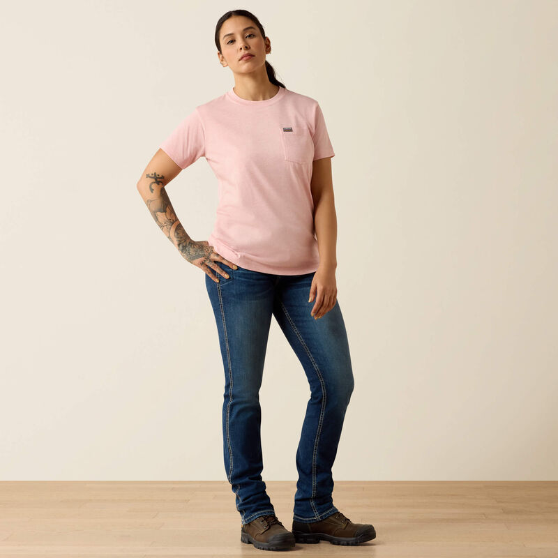 ARIAT WOMEN'S REBAR COTTON STRONG SPACE DYED SHORT SLEEVE TOP - FUSION PUNCH