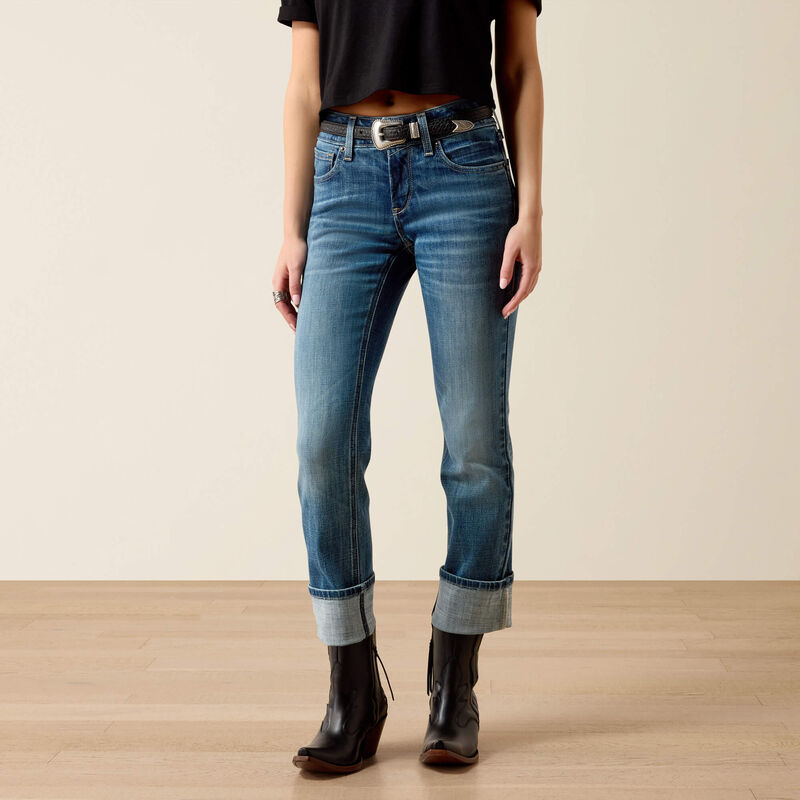 ARIAT WOMEN'S PERFECT RISE SILVIE REGULAR STRAIGHT LEG CROP JEANS - GLENWOOD