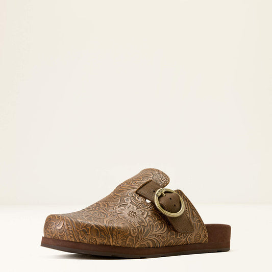 ARIAT WOMEN'S COUNTRY MULE - BROWN FLORAL EMBOSS