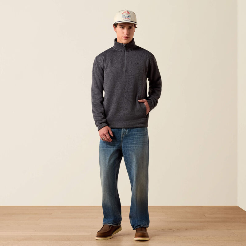 ARIAT MENS CALDWELL 1/4 ZIP SWEATER - IRON GATE