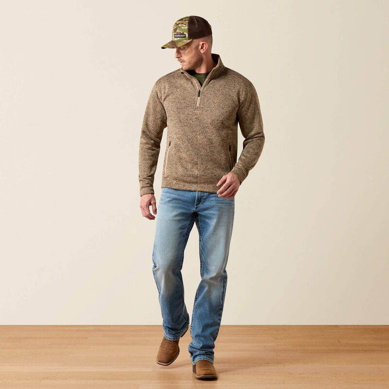 ARIAT MENS CALDWELL 1/4 ZIP SWEATER - SAVANNAH TAN