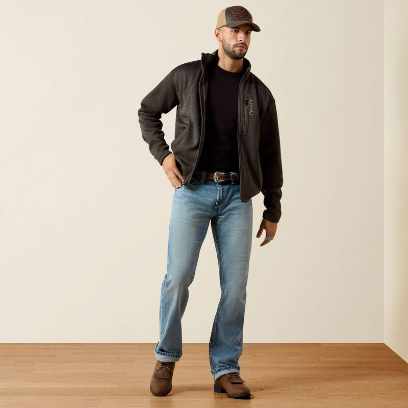 ARIAT MENS CALDWELL FULL ZIP SWEATER - BELUGA