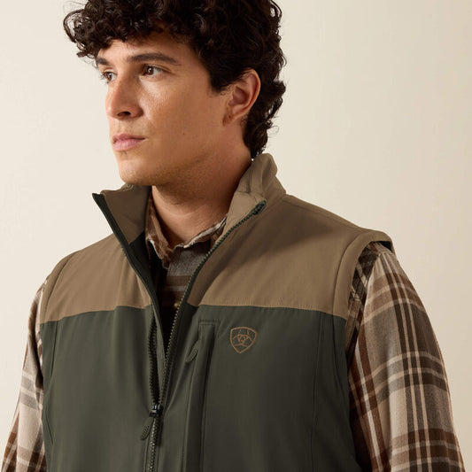 ARIAT MENS PIONEER STRETCHSHELL VEST - FOREST NIGHT