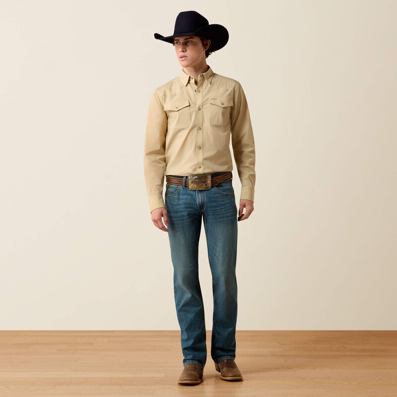 ARIAT MENS FRONTIERTOUGH VENTTEK WESTERN FITTED SNAP SHIRT - IRISH CREAM