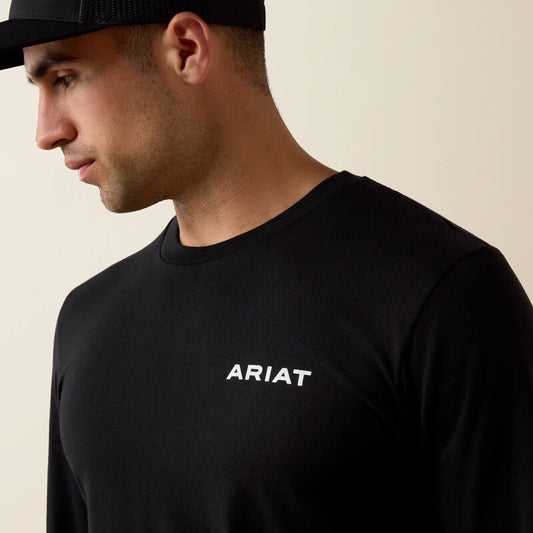 ARIAT MENS DESERT WANDERED CIRCLE LONG SLEEVE TSHIRT - BLACK