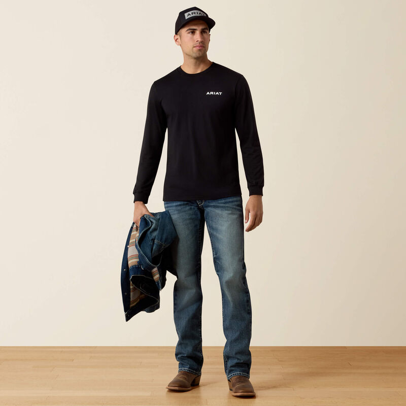 ARIAT MENS DESERT WANDERED CIRCLE LONG SLEEVE TSHIRT - BLACK