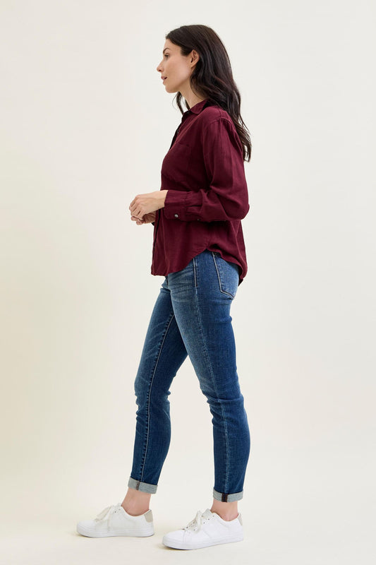 JUDY BLUE BASIC CUFFED SLIM FIT JEANS