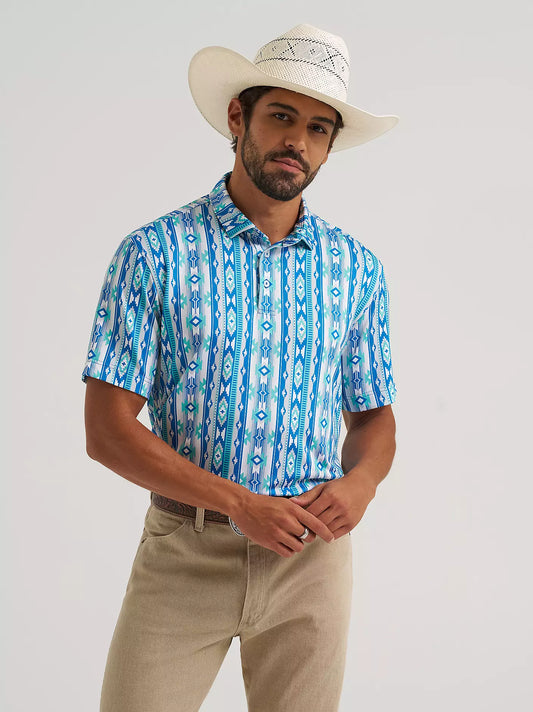MENS WRANGLER ALL TERRAIN GEAR MEN'S PERFORMANCE POLO SHIRT - Checotah Turquoise