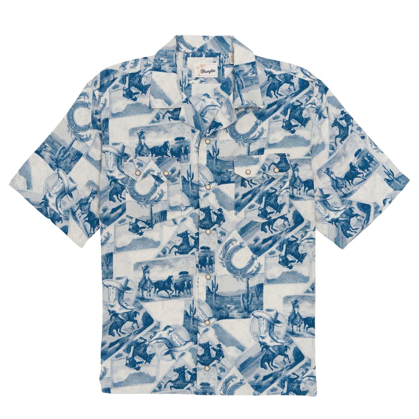 MENS WRANGLER COCONUT COWBOY SHORT SLEEVE PEARL SNAP SHIRT - COWBOY TOILE
