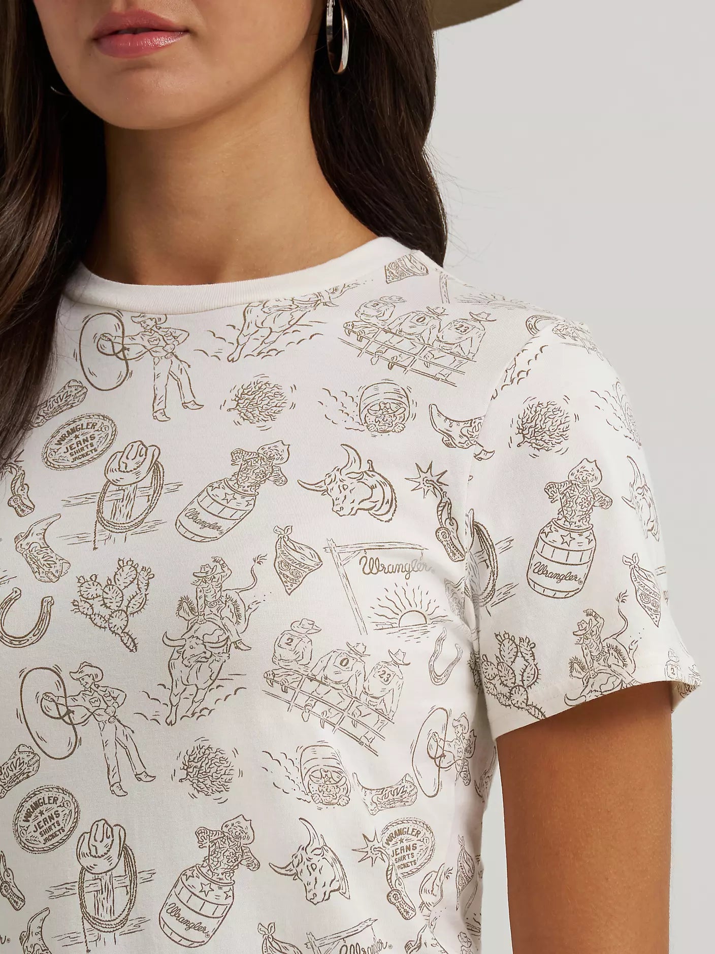 WOMEN'S WRANGLER ALL OVER PRINT SLIM TEE - CREAM