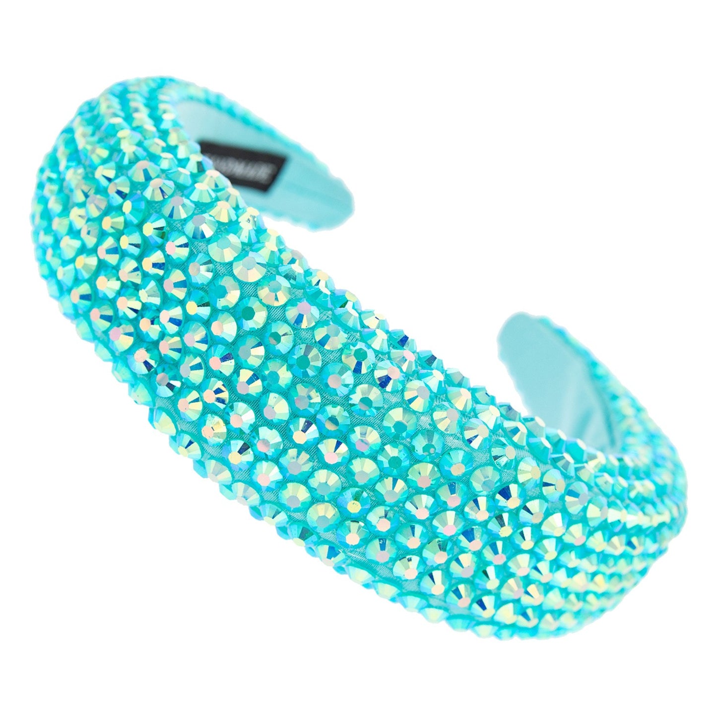 TRENDY RHINESTONE THICK HEADBAND - AQUA