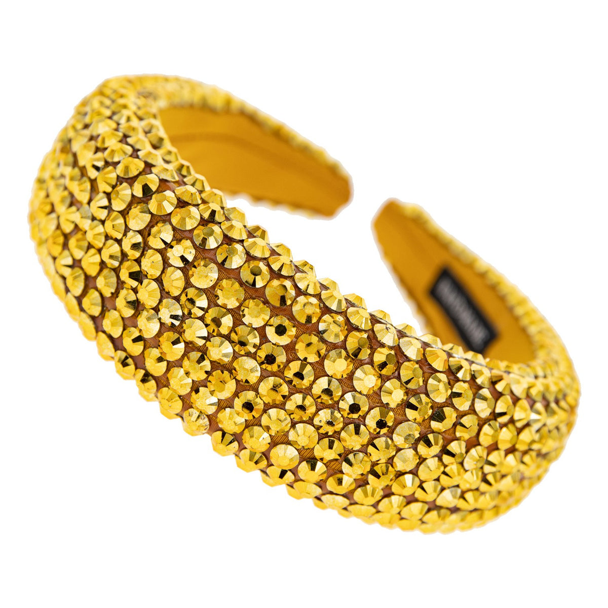 RHINESTONE EMBELLISHED WIDE HEADBAND - YELLOW