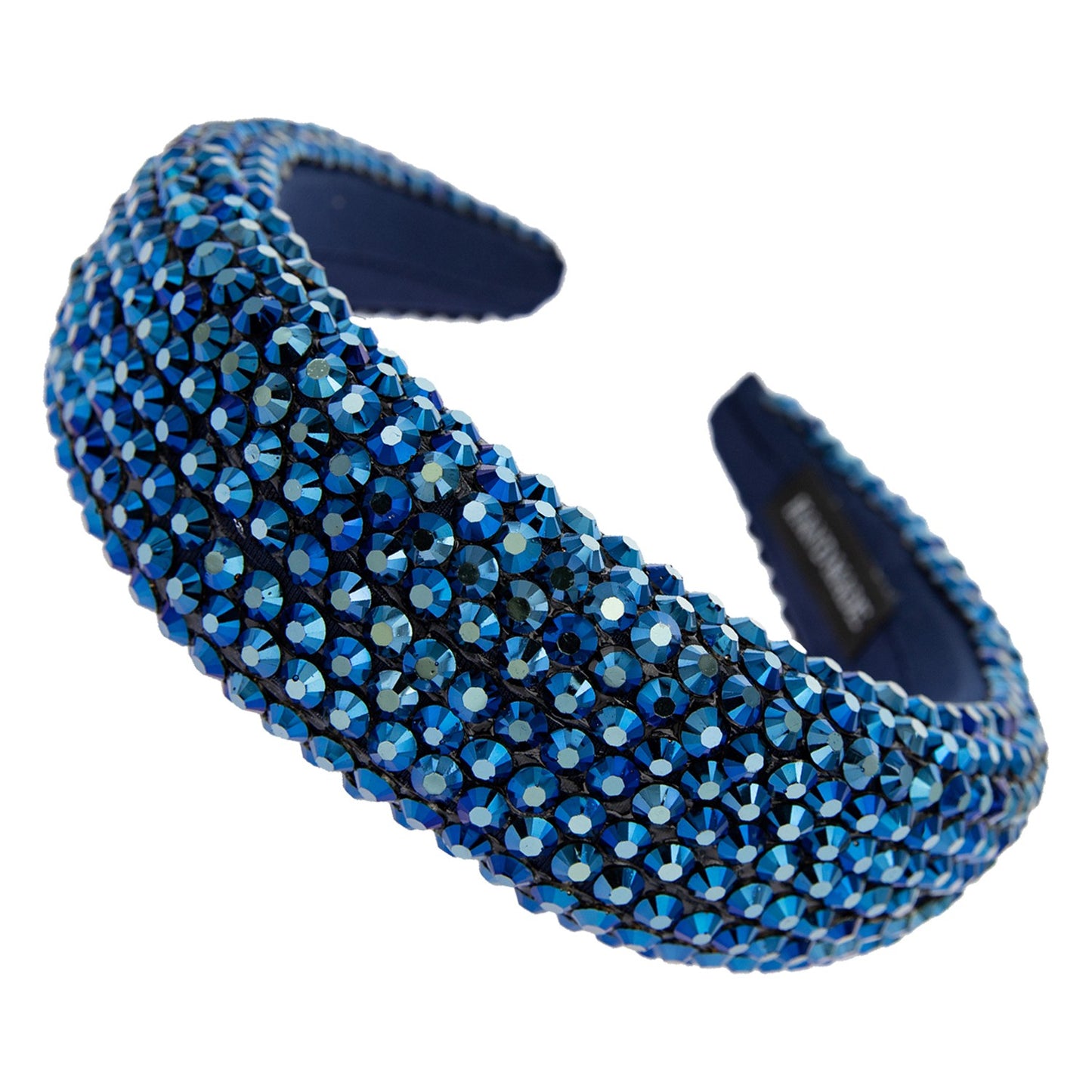 RHINESTONE EMBELLISHED WIDE HEADBAND - NAVY
