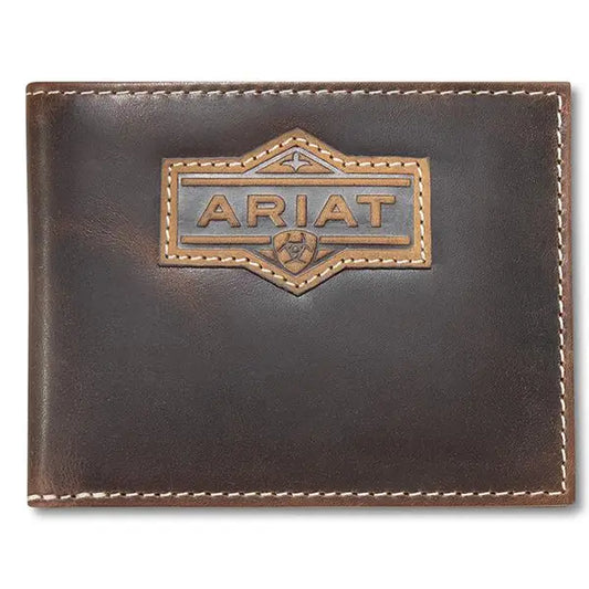ARIAT BIFOLD PASS CASE STYLE MENS WALLET PATCH BROWN