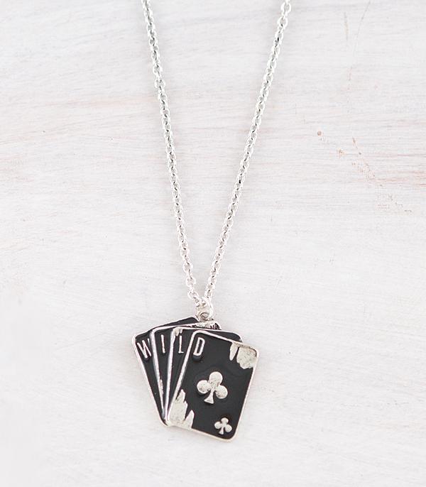 Western Wild Clubs Card Necklace