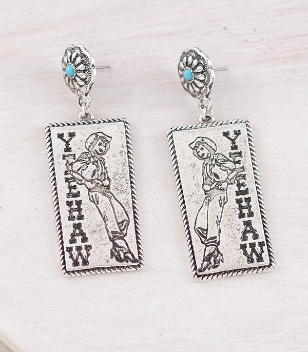 WESTERN YEEHAW COWGIRL POST EARRINGS