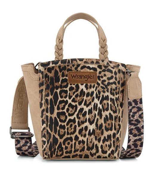 Wrangler Leopard Print Tote/Crossbody - TAN