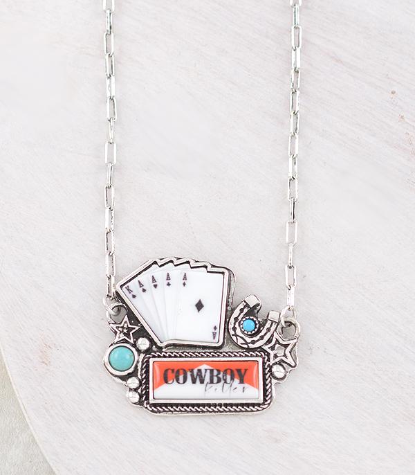 COWBOY KILLER CARDS PENDANT NECKLACE