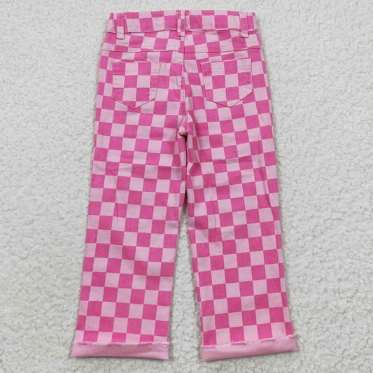PINK CHECKERED DENIM YOUTH JEANS