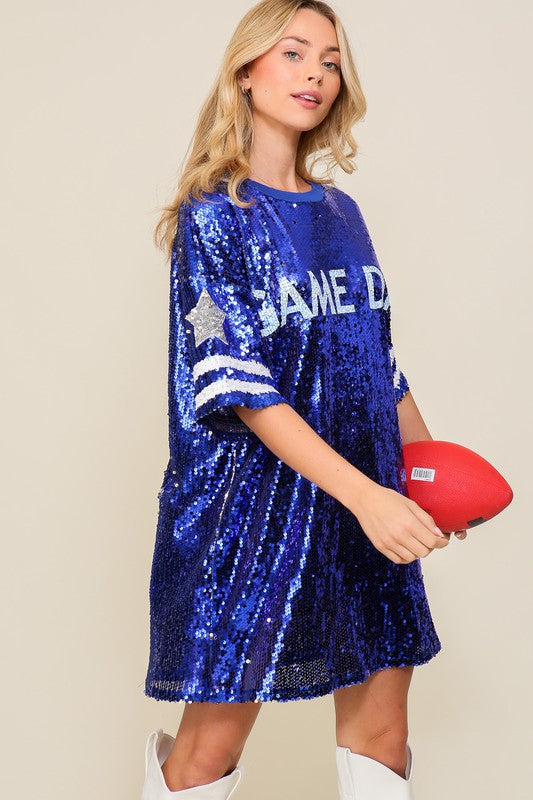 Game Day Sequin Crop Top In Royal Blue • Impressions Online Boutique