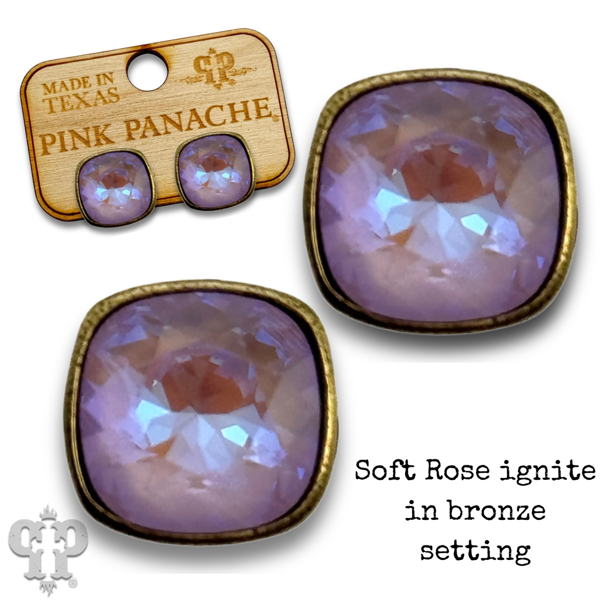 PINK PANACHE 10MM BRONZE SOFT ROSE IGNITE STUD - E509BSRI
