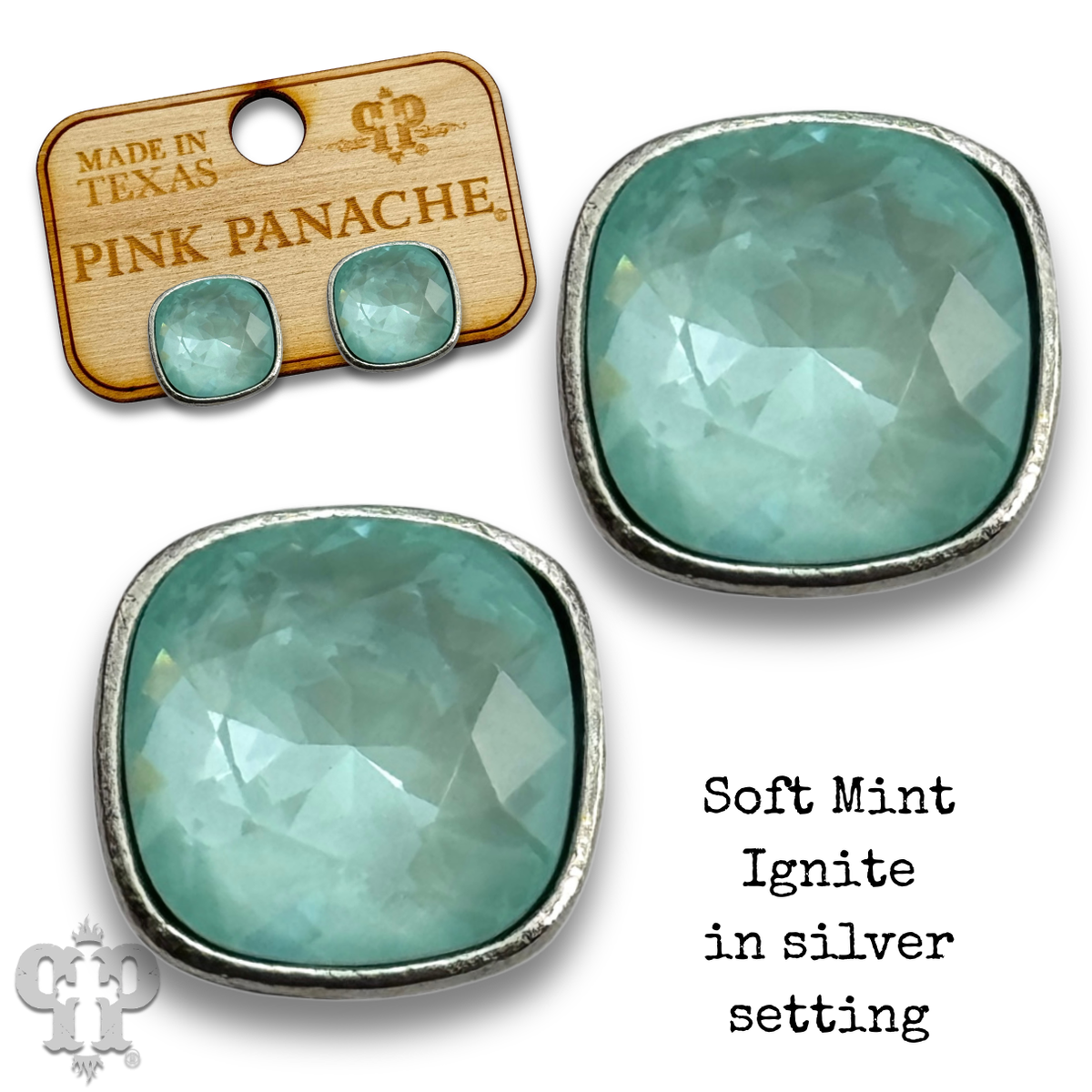PINK PANACHE 10MM SILVER SKY MINT IGNITE STUD - E509SSMI