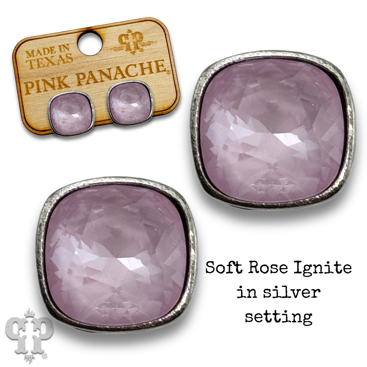 PINK PANACHE 10MM SILVER SOFT ROSE IGNITE STUD - E509SSRI