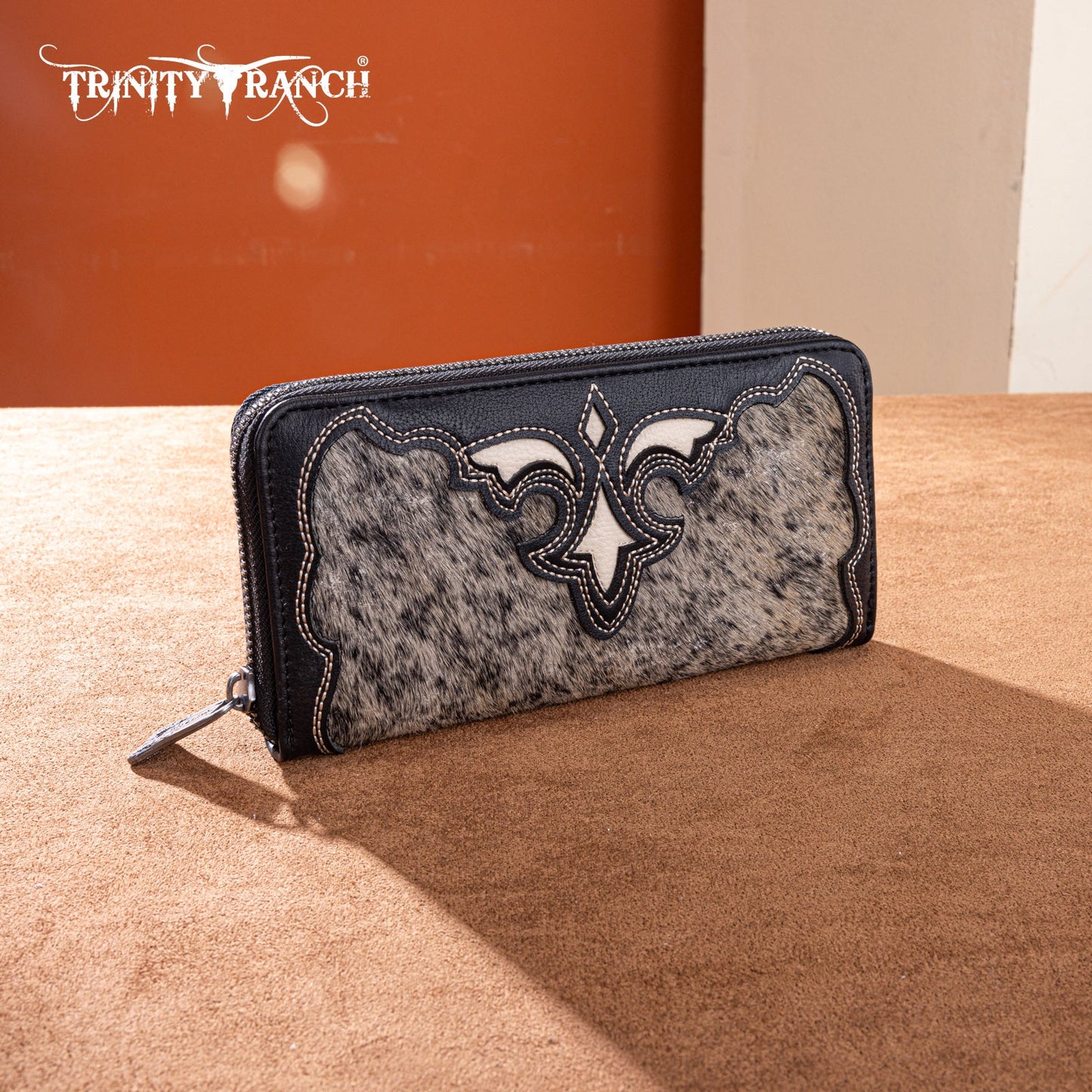 Trinity Ranch Hair-On Cowhide RFID Protected Collection Wallet - Black