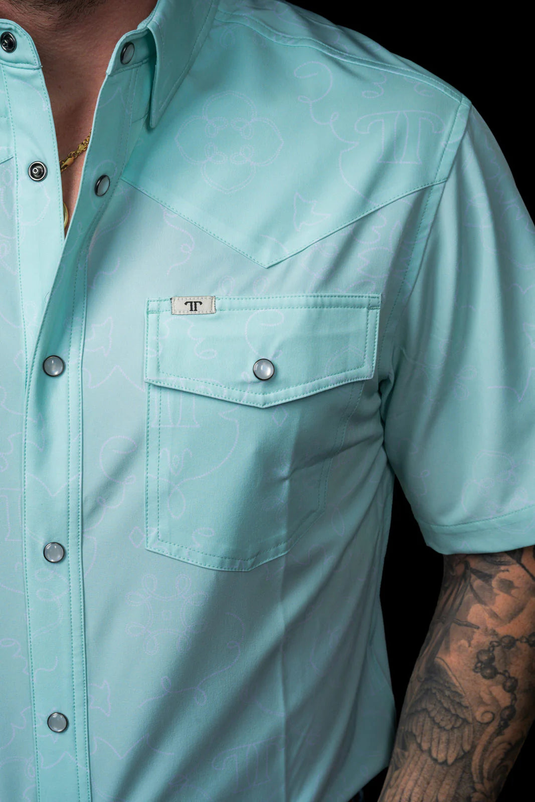 FERRELL MEN'S THE CARSON - MINT SHORT SLEEVE PEARL SNAP SHIRT