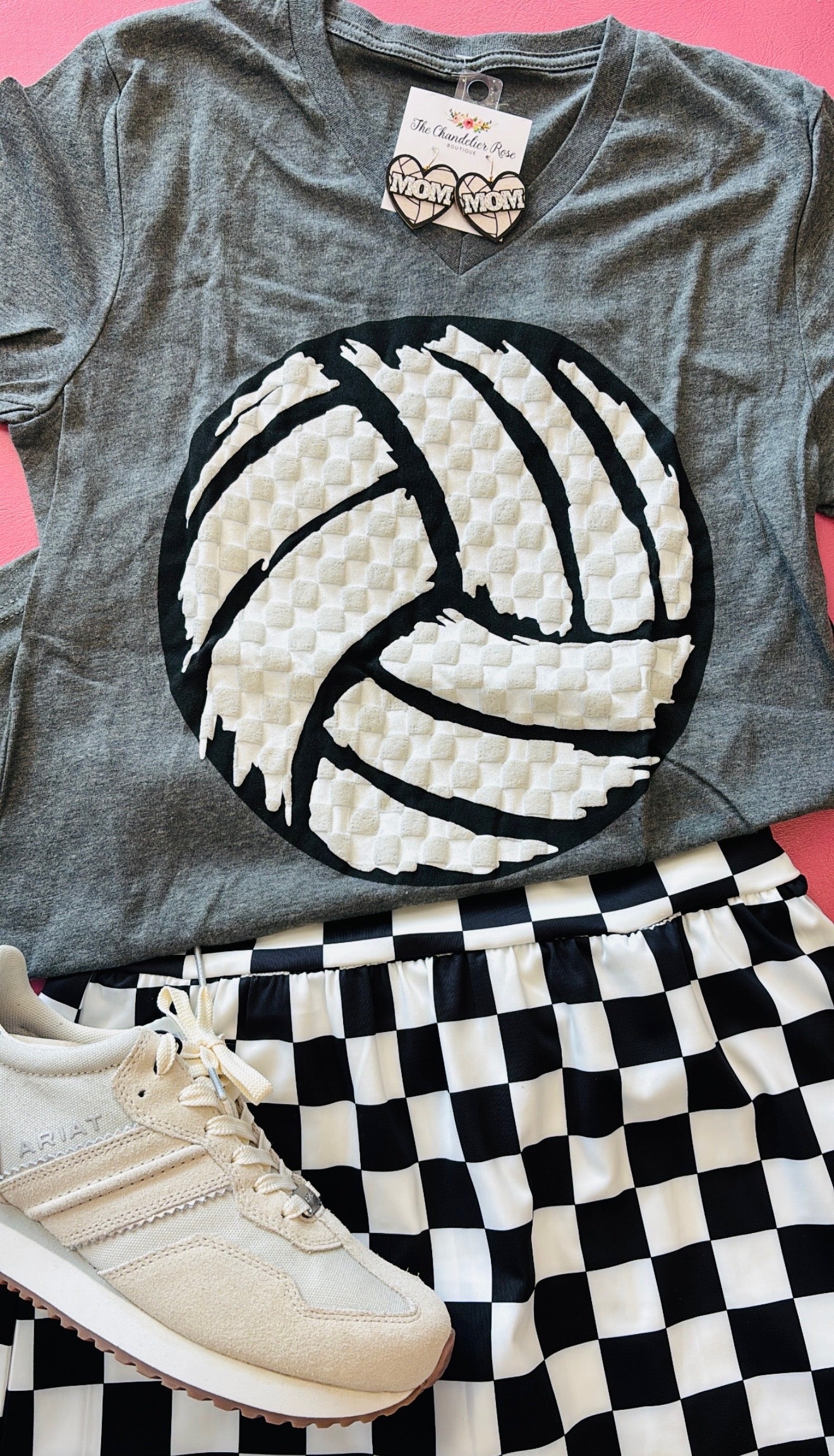 Volleyball Checkered - V-Neck Volleyball Tee