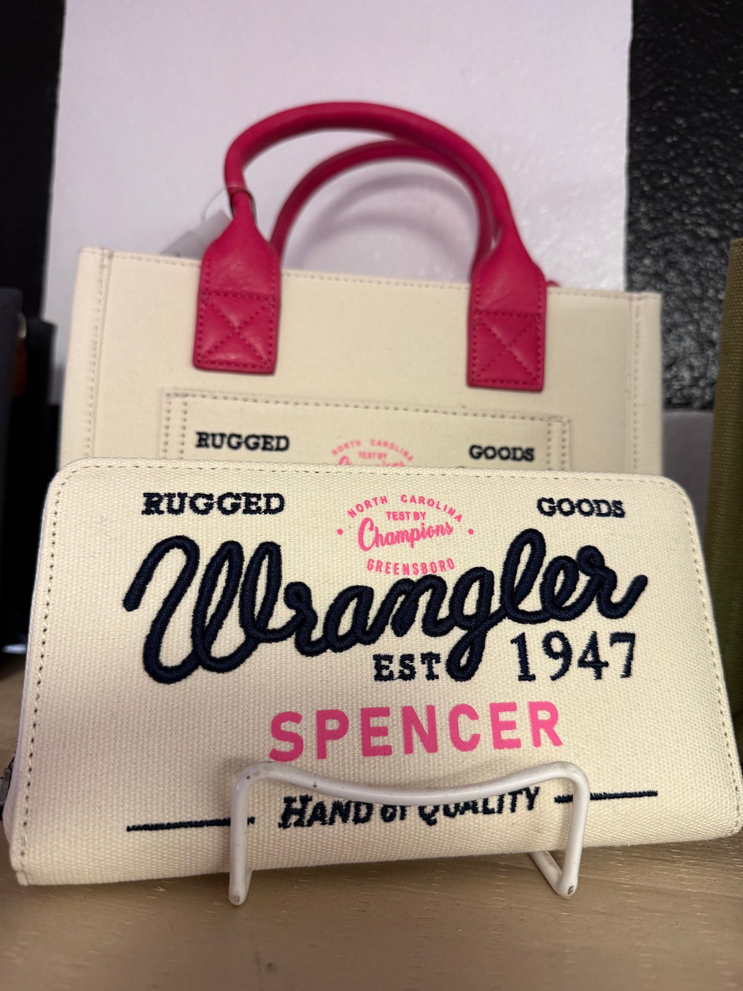 Vintage Wrangler Canvas Zip Wristlet - Hot Pink