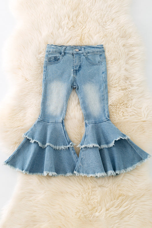 LIGHT BLUE WESTERN DOUBLE LAYER BELL PANTS