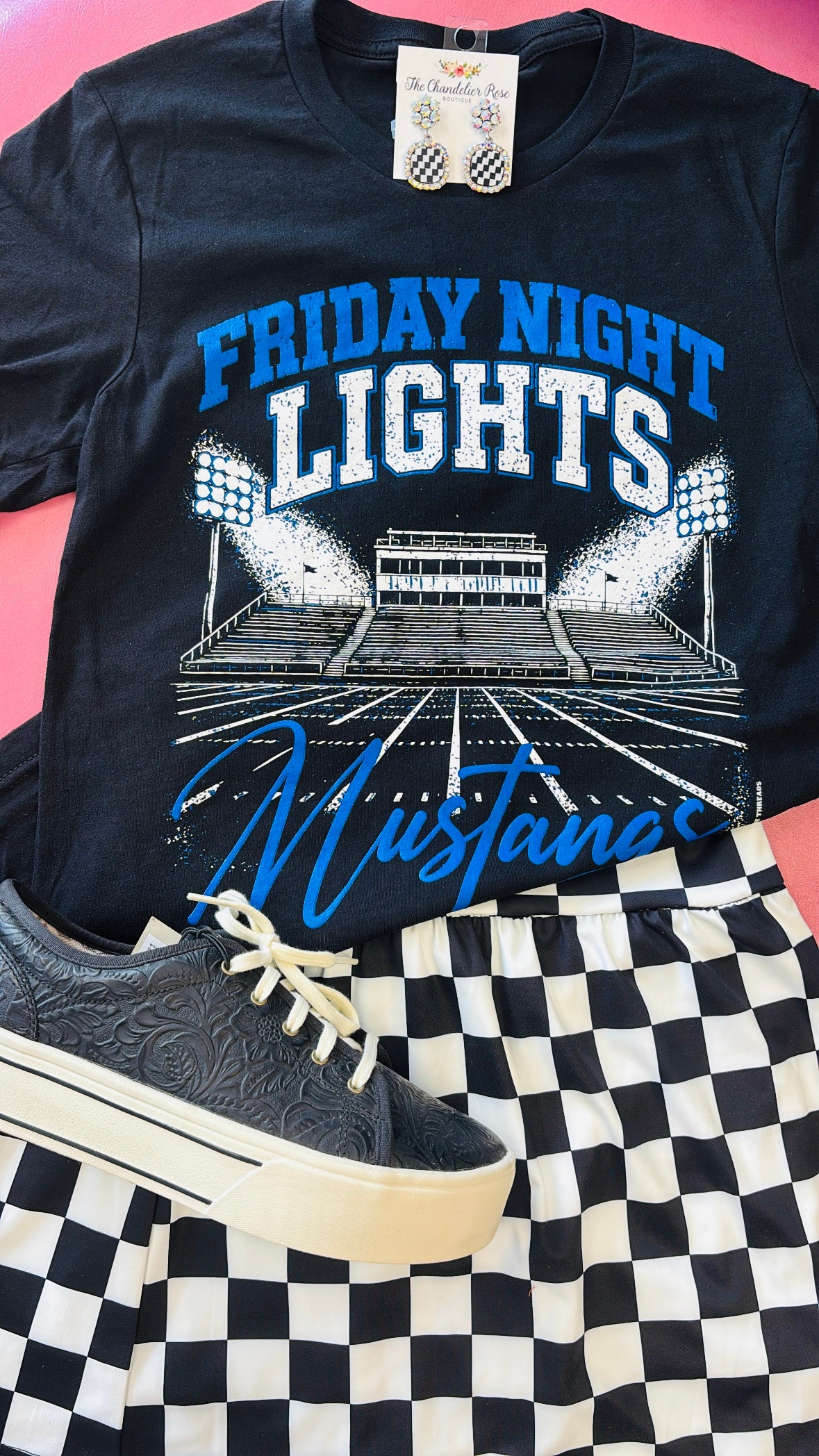 MUSTANGS FRIDAY NIGHT LIGHTS TEE - BLACK