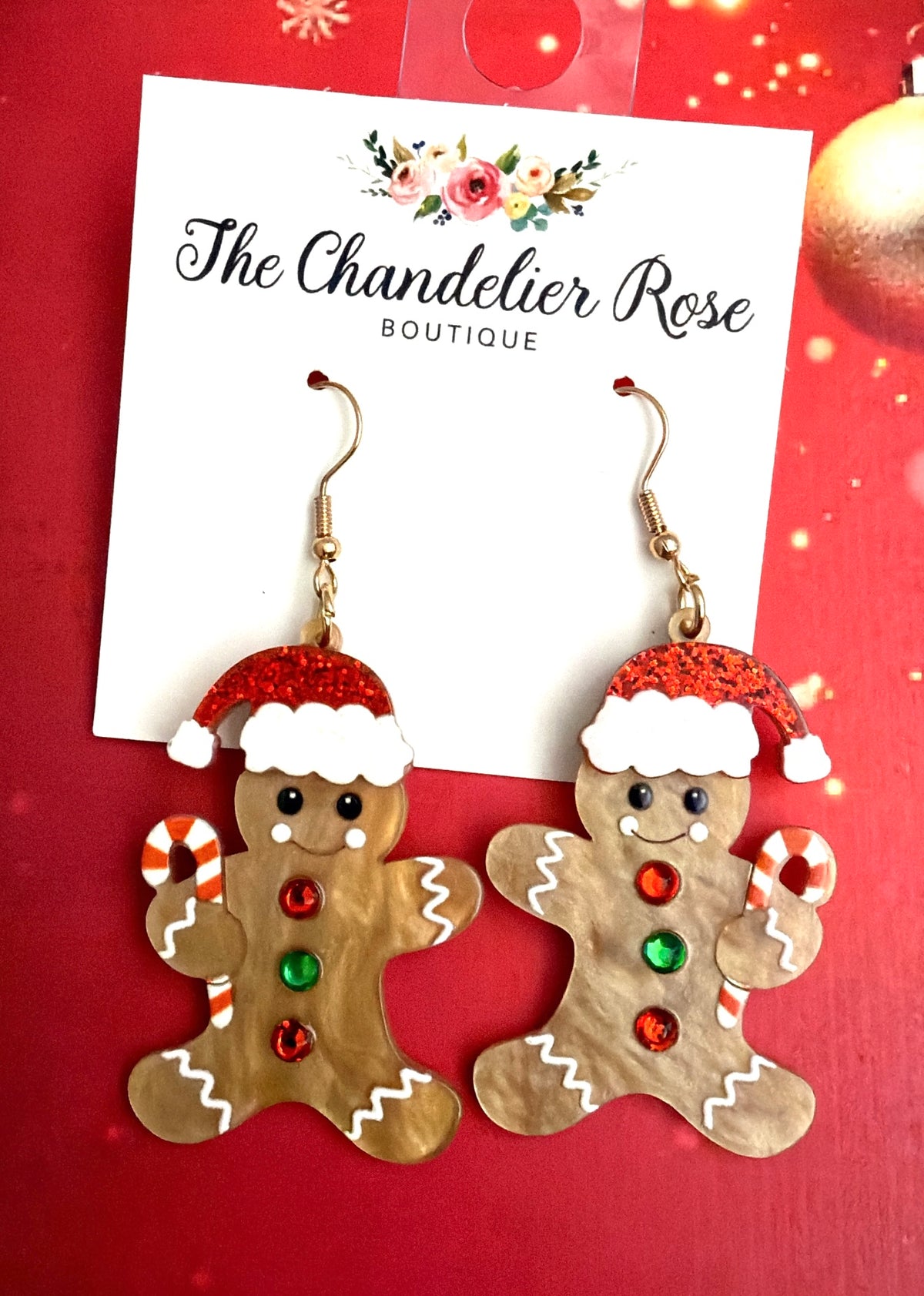 Santa Hat Gingerbread Earrings