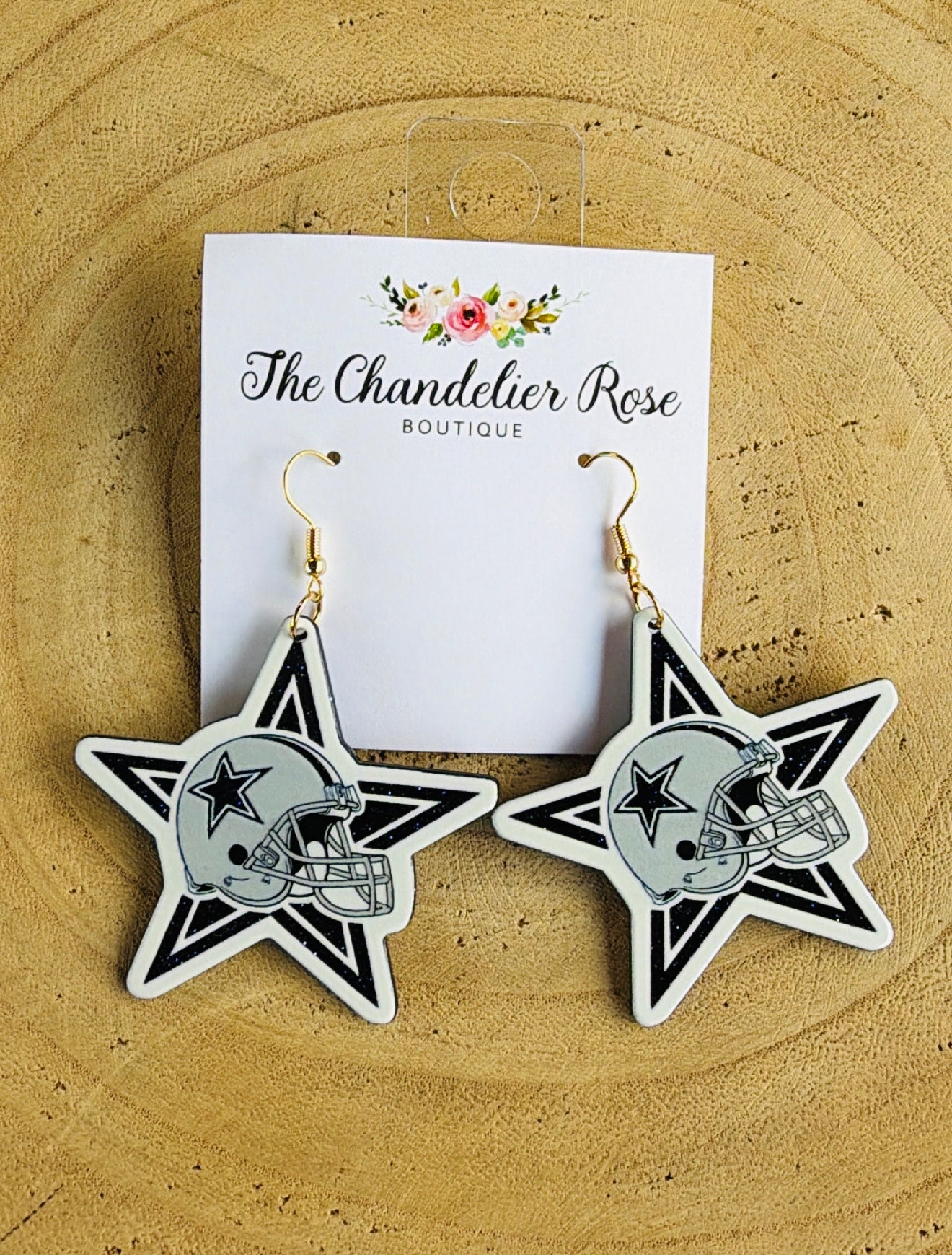 COWBOYS HELMET STAR EARRINGS