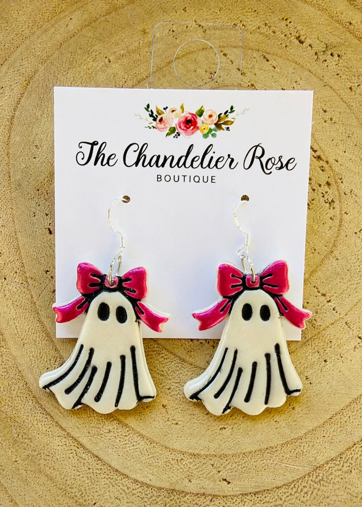 Ghosties Silver Hook Clay Earrings