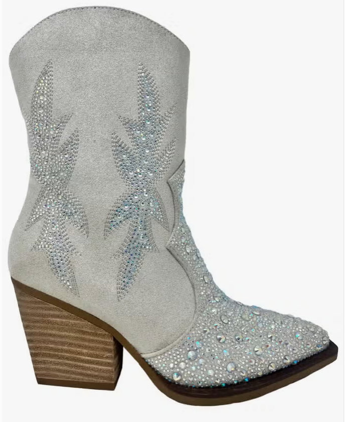 Bling Western Booties - Gray