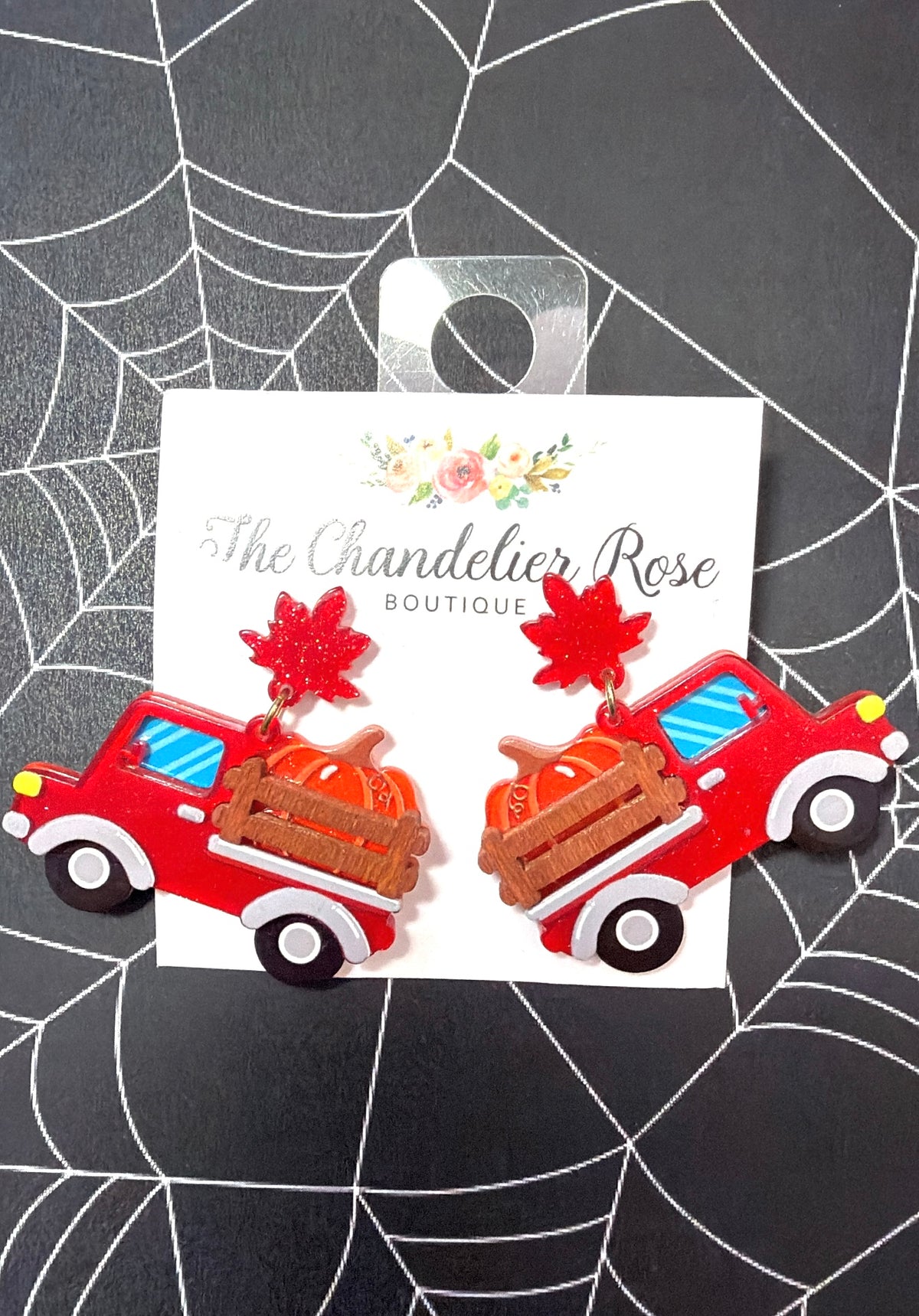 Fall Pumpkin Truck Earrings