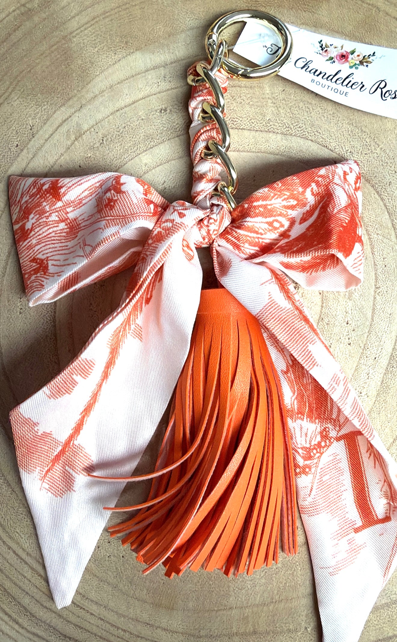 Orange Bow and Tassel Bag Charm
