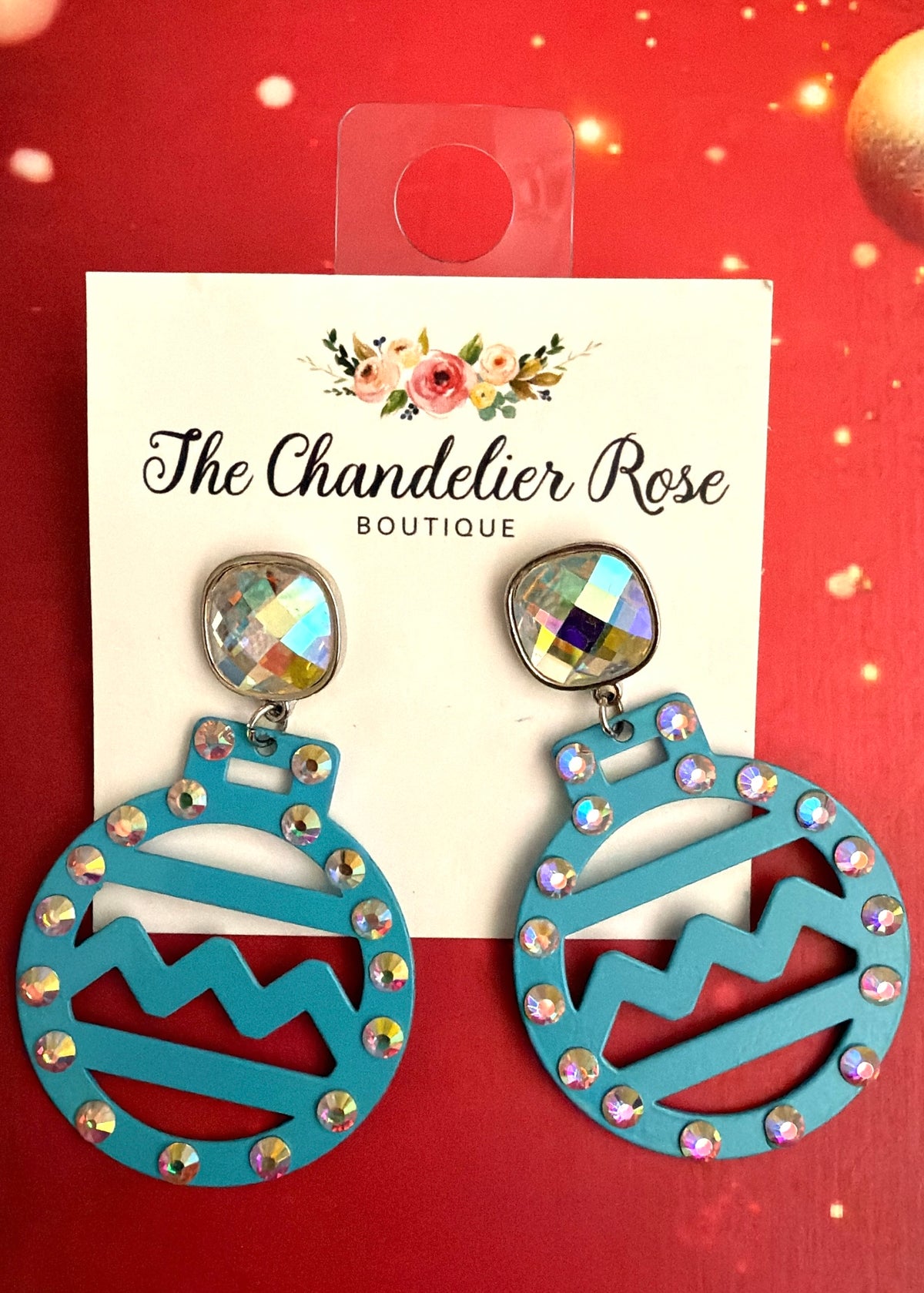 Blue Bling Ornament Earrings