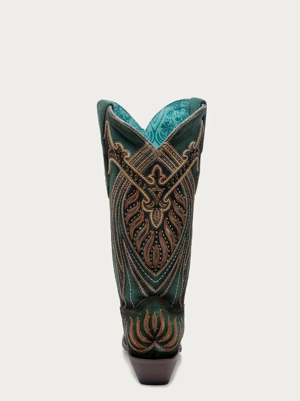 CORRAL WOMEN'S GREEN OVERLAY & EMBROIDERY STUDS WESTERN BOOT - A4714