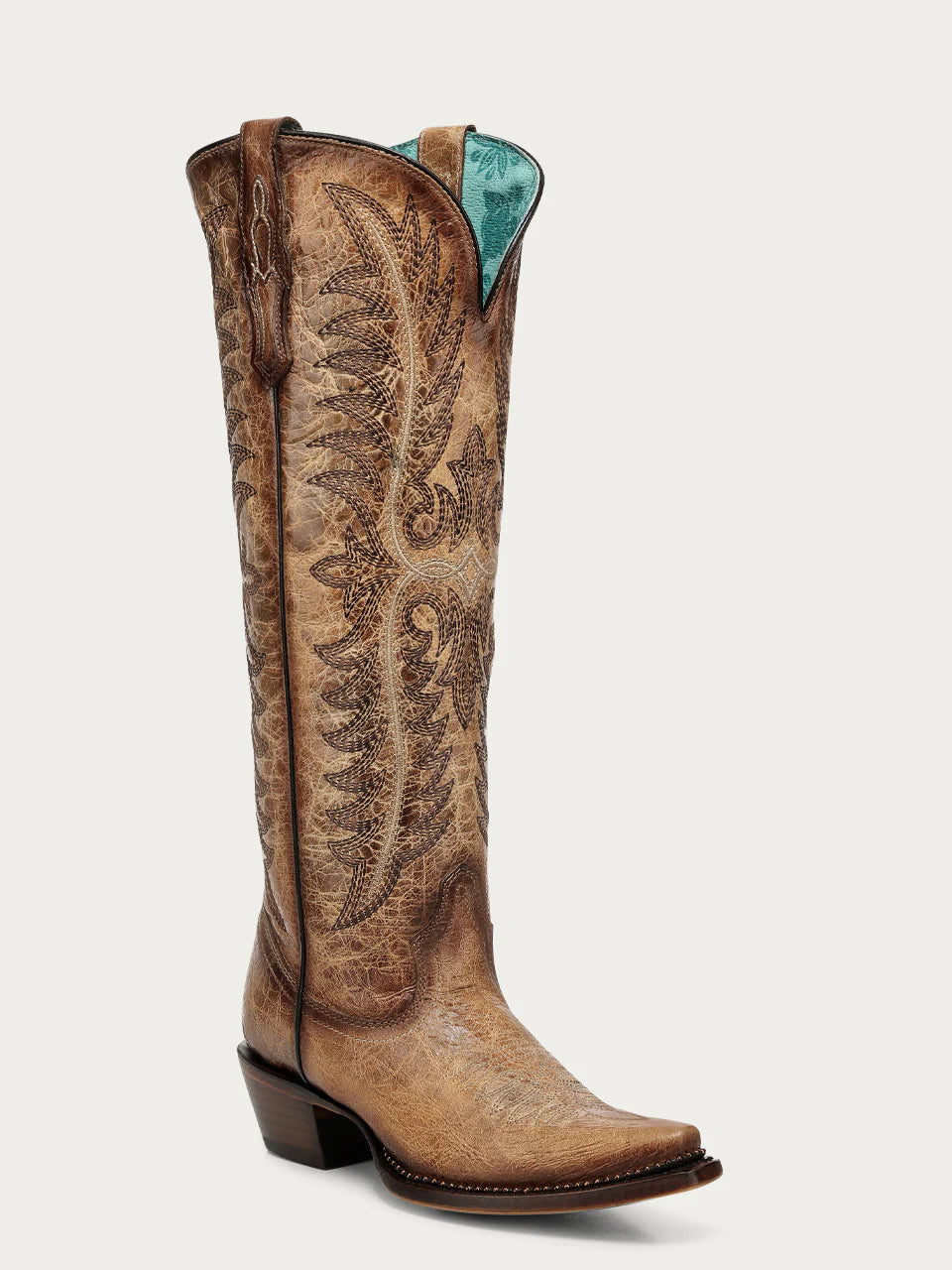 CORRAL WOMEN'S SAND EMBROIDERY & METALLIC WELT TALL TOP WESTERN BOOT - A5009