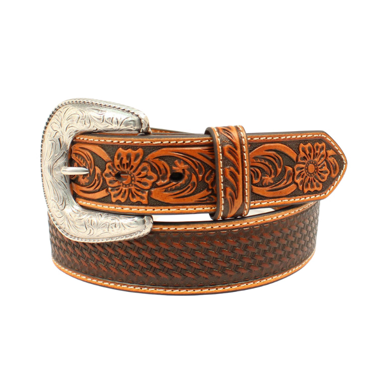 ARIAT MENS BASKETWEAVE EMBOSSED MENS BELT