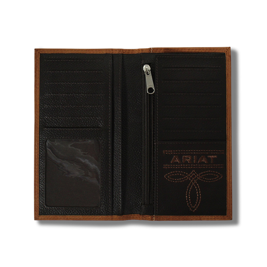 ARIAT MENS RODEO WALLET EMBOSSED LOGO - MEDIUM BROWN