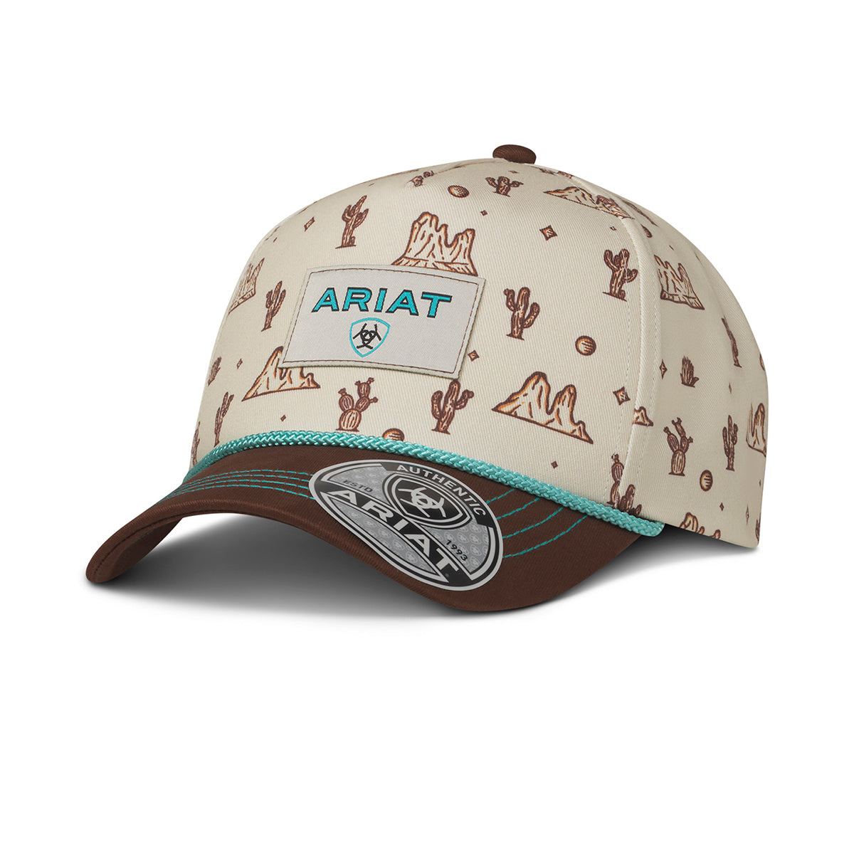 ARIAT LADIES CAP SNAP BACK CACTUS PRINT ROPE TAN