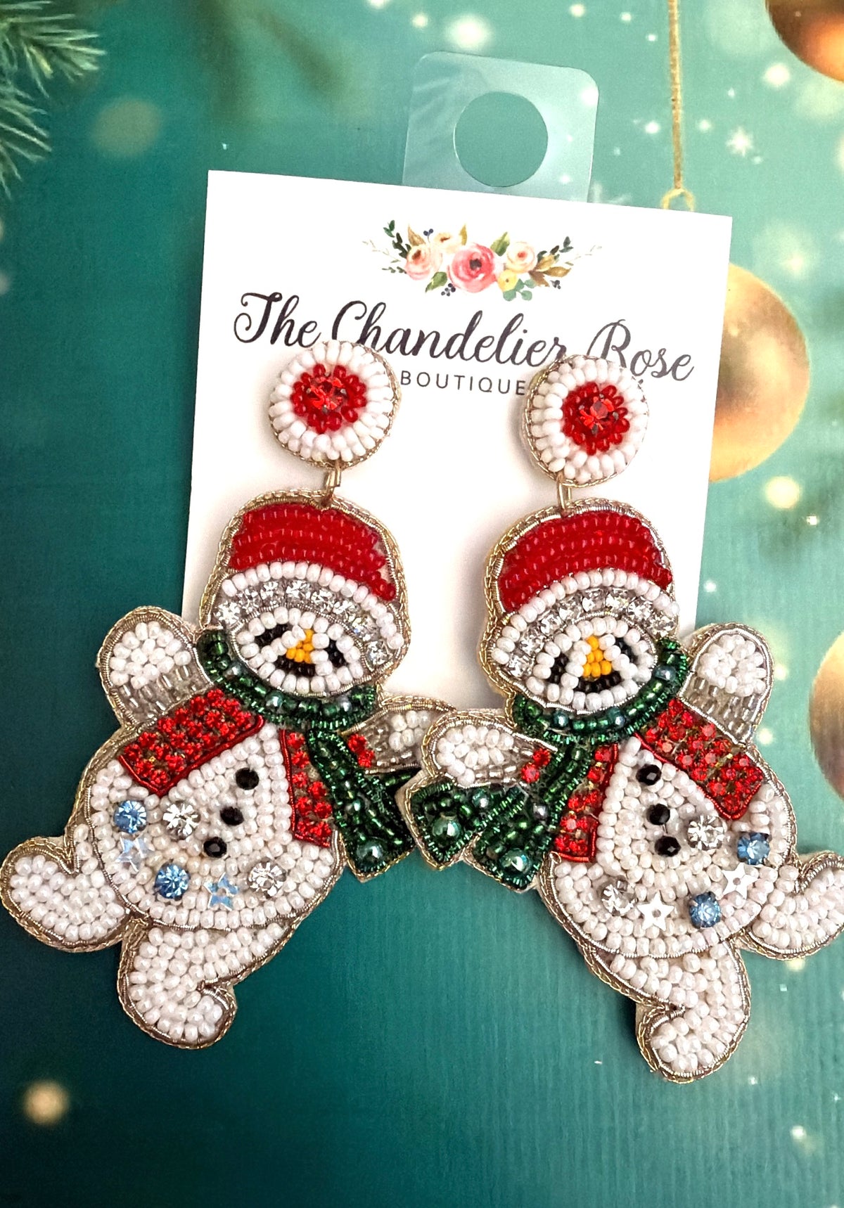 Beaded Snowman Earrings